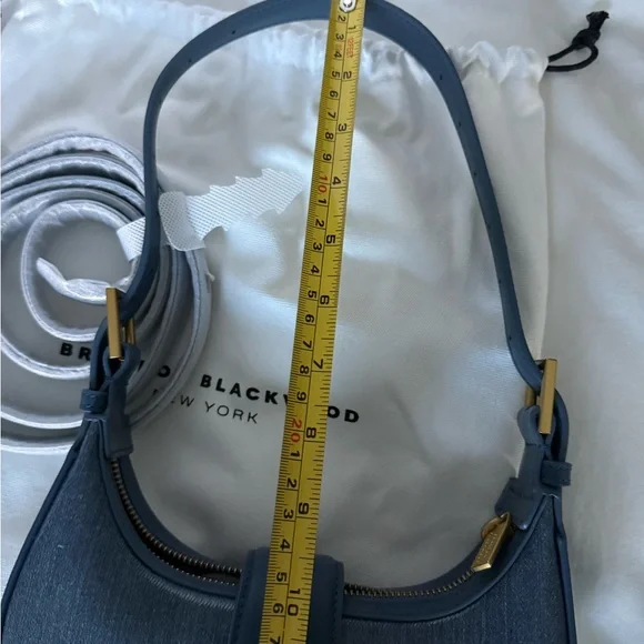 Blue waxed denim Brandon Blackwood Bag with Gold Accents - Picture 11 of 14